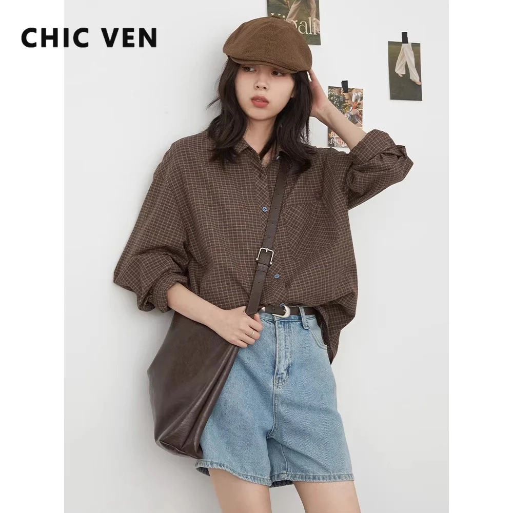 CHIC VEN Korean Women Shirts Retro Casual Lapel Collor Plaid Embroidered Loose Blouses Fashion Lady Clothes Spring Autumn 2026
CHIC VEN Korean Women Shirts Retro Casual Lapel Collor Plaid Embroidered Loose Blouses Fashion Lady Clothes Spring Autumn 2026