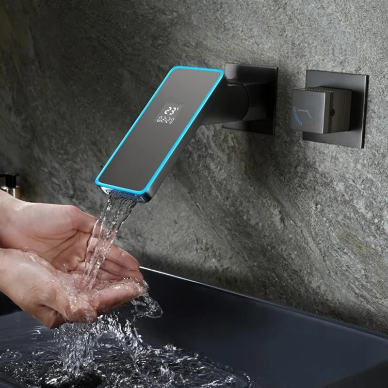 Waterfall Vanity Sink Faucet Wall Mounted Dual Hole Bathroom Hot and Cold Mixer Taps One Handle Washroom Sink Faucet Gray
Waterfall Vanity Sink Faucet Wall Mounted Dual Hole Bathroom Hot and Cold Mixer Taps One Handle Washroom Sink Faucet Gray