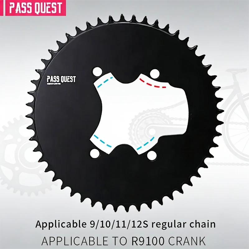 PASS QUEST 110BCD (4-bolt AERO) Completely closed Round Narrow Wide Chainring For R9100 Crank 9/10/11/12 speed regular chains
PASS QUEST 110BCD (4-bolt AERO) Completely closed Round Narrow Wide Chainring For R9100 Crank 9/10/11/12 speed regular chains