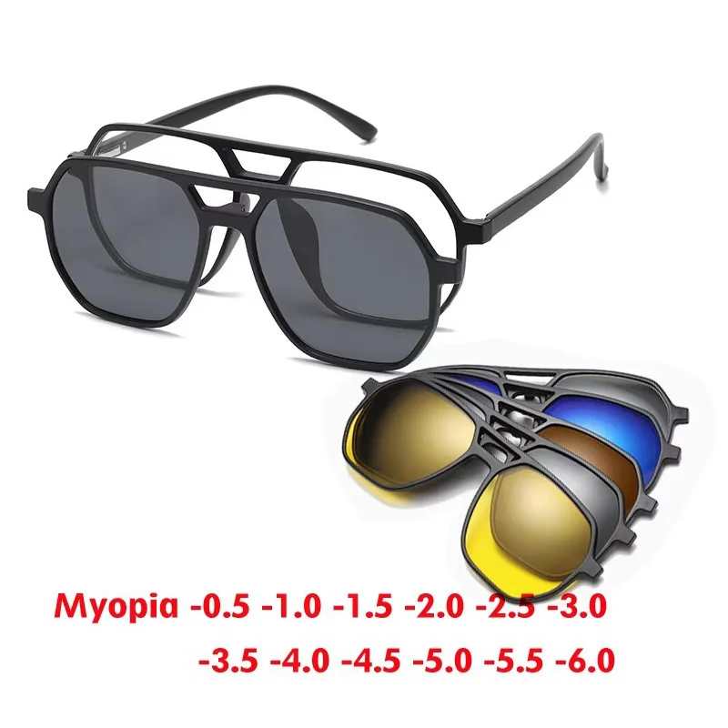 Large Frame Polarized Myopia Sunglasses 6 in 1 Prescription Magnetic Clip Men Women Glasses Optical Eyewear -0.5 to -6.0
Large Frame Polarized Myopia Sunglasses 6 in 1 Prescription Magnetic Clip Men Women Glasses Optical Eyewear -0.5 to -6.0