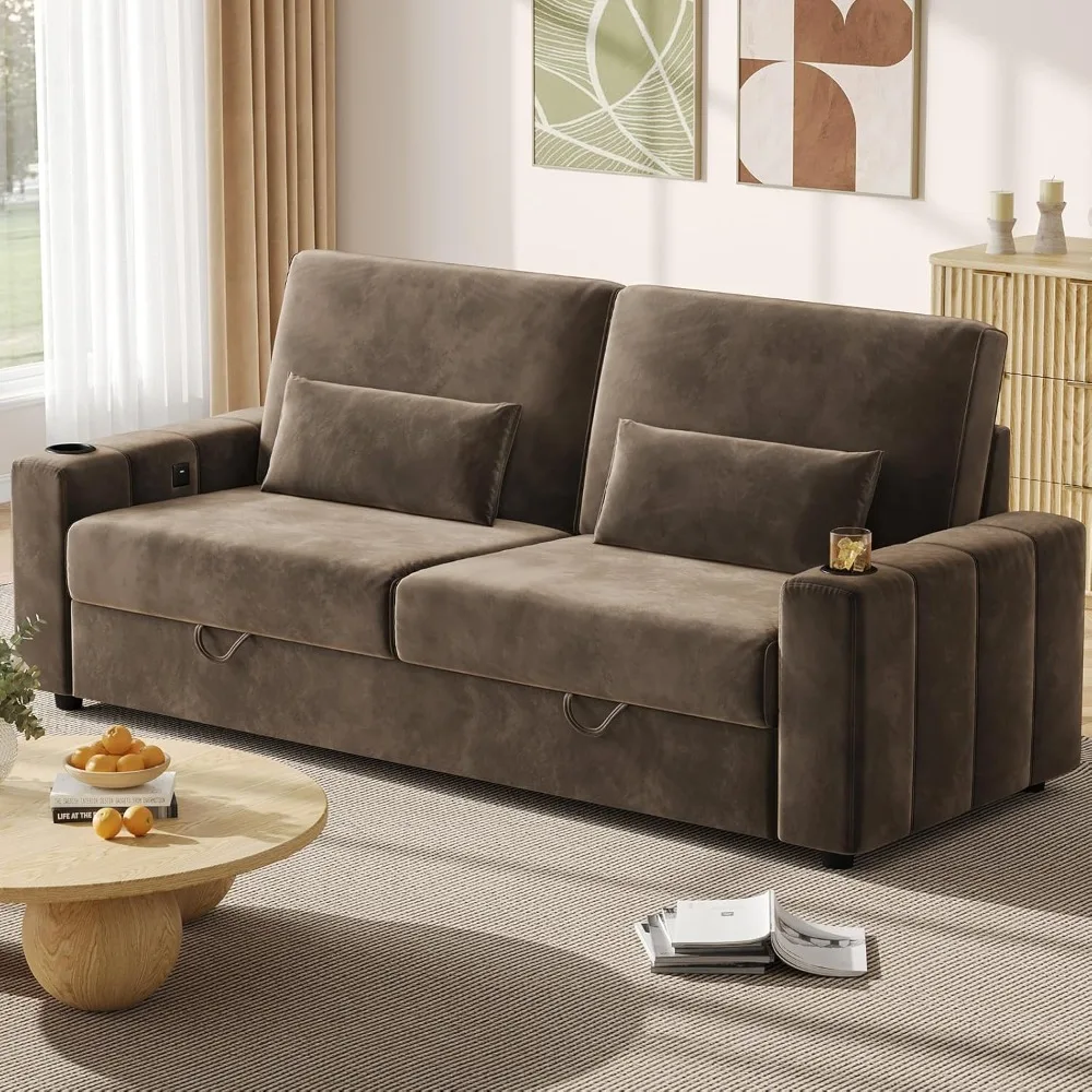 88 Inch Velvet Sofa, Dual-Port Charging, Cup Holders, Comfy Heightened Backrests, Easy Installation, Oversize Sofas with Pillows
88 Inch Velvet Sofa, Dual-Port Charging, Cup Holders, Comfy Heightened Backrests, Easy Installation, Oversize Sofas with Pillows