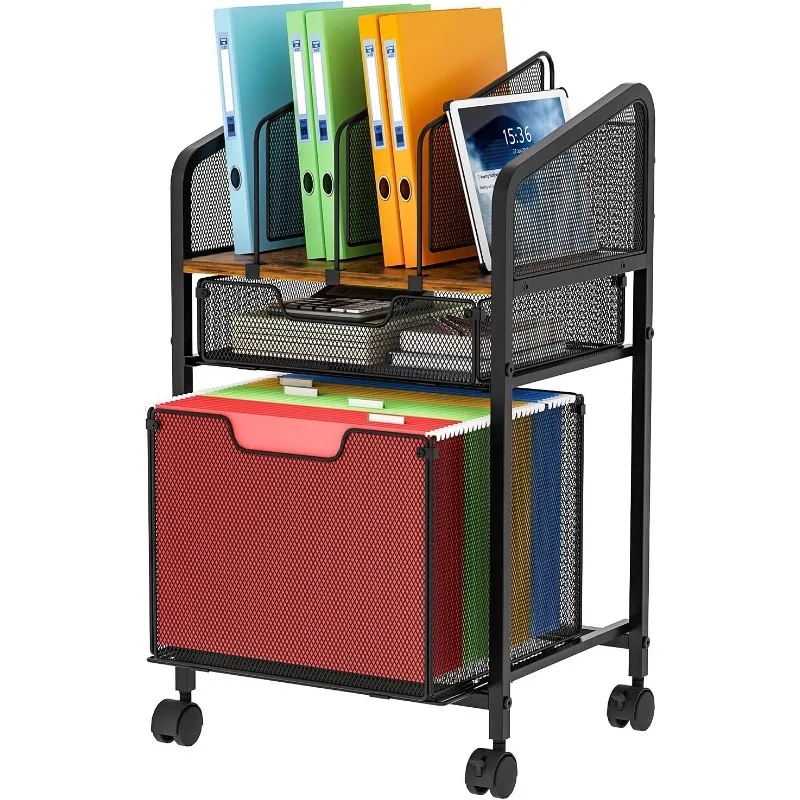 Rolling File Cabinet with Adjustable Dividers, Mobile Filing Cabinet with 2 Storage Drawers on Lockable Wheels, Hanging File Org
Rolling File Cabinet with Adjustable Dividers, Mobile Filing Cabinet with 2 Storage Drawers on Lockable Wheels, Hanging File Org