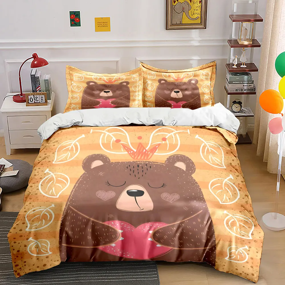Gentle bear hugging pink heart Print Soft Comfortable Duvet Cover Bedding Set Included 1*Duvet Cover 2*Pillowcases
Gentle bear hugging pink heart Print Soft Comfortable Duvet Cover Bedding Set Included 1*Duvet Cover 2*Pillowcases