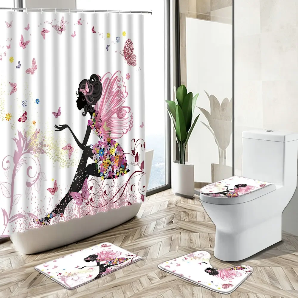 Butterfly Flower Girl Shower Curtain Woman Angel Abstract Art Home Decor Bath Mat Toilet Lid Cover Flannel Bathroom Carpet Set
Butterfly Flower Girl Shower Curtain Woman Angel Abstract Art Home Decor Bath Mat Toilet Lid Cover Flannel Bathroom Carpet Set
