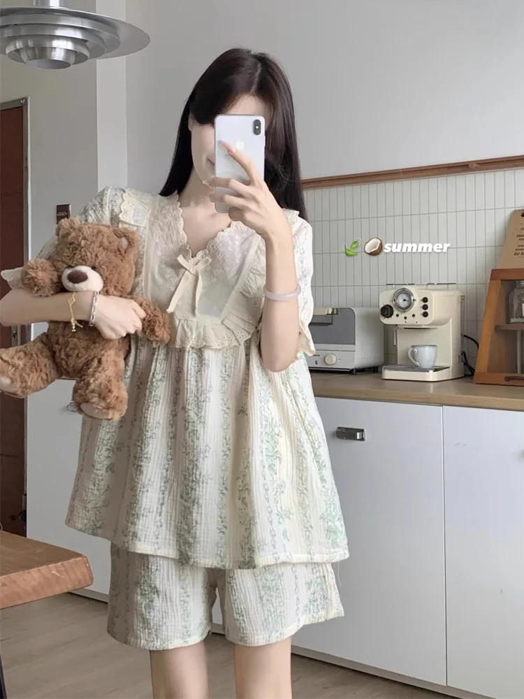 Princ Sle Summer New ort Sve Floral Home Clothes Two-Piece Set Women's Spwear Sweet Lace Trim Polyester Fabric
Princ Sle Summer New ort Sve Floral Home Clothes Two-Piece Set Women's Spwear Sweet Lace Trim Polyester Fabric