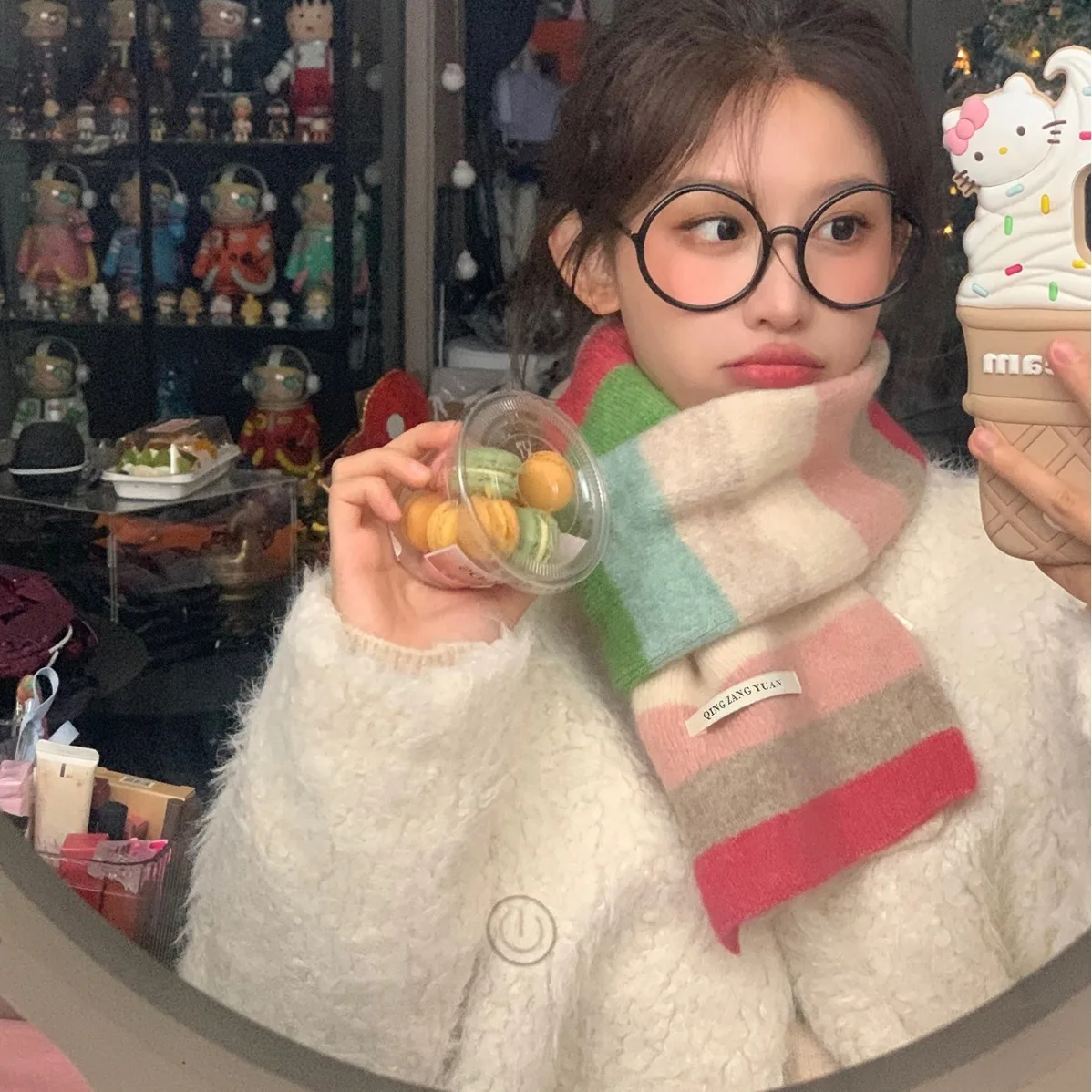 Women's Pink Warm Scarf New Rainbow Scarf With Wool Autumn Winter Korean Style Versatile Cute Girl Student Neck Protection Scarf
Women's Pink Warm Scarf New Rainbow Scarf With Wool Autumn Winter Korean Style Versatile Cute Girl Student Neck Protection Scarf