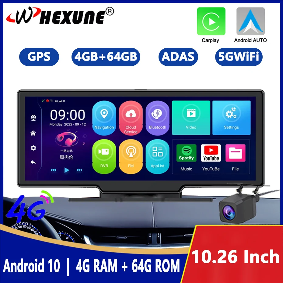 10.26" 4K Dash Cam ADAS Wireless CarPlay Android Auto 5G WiFi Car DVR GPS Navigation 4G Rearview Camera Video Recorder Dashboard
10.26" 4K Dash Cam ADAS Wireless CarPlay Android Auto 5G WiFi Car DVR GPS Navigation 4G Rearview Camera Video Recorder Dashboard