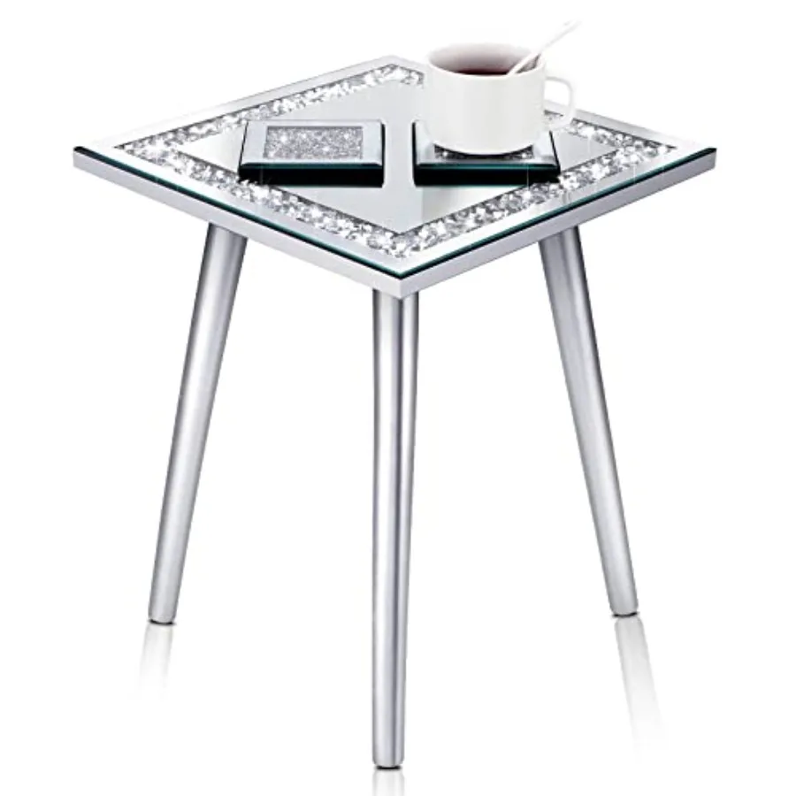 3 Pcs Mirrored End Table with Glass Coaster Modern Silver Accent Table Bling Mirror Side Desk Crushed Crystal Coasters Crushed
3 Pcs Mirrored End Table with Glass Coaster Modern Silver Accent Table Bling Mirror Side Desk Crushed Crystal Coasters Crushed