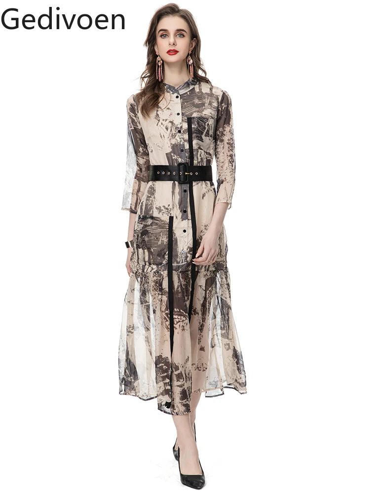 Gedivoen Spring Summer Fashion Runway Elegant Dress Women Chiffon Belt Round Neck Button Party Print Long Sleeves Midi Dress
Gedivoen Spring Summer Fashion Runway Elegant Dress Women Chiffon Belt Round Neck Button Party Print Long Sleeves Midi Dress