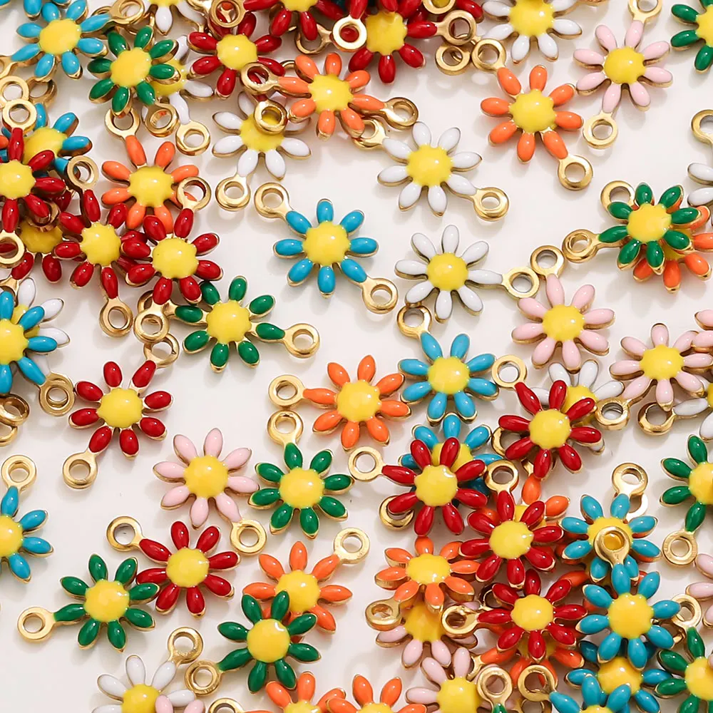 20 PCS Stainless Steel Charms Daisy Enamel Flower Golden Connectors DIY Jewelry Making Supplies Bulk Items Bisuteria Materiales
20 PCS Stainless Steel Charms Daisy Enamel Flower Golden Connectors DIY Jewelry Making Supplies Bulk Items Bisuteria Materiales
