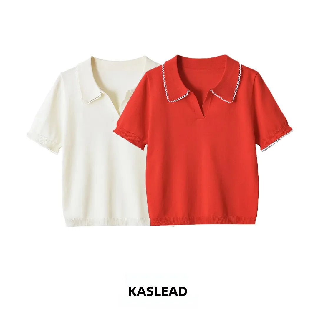 KASLEAD New Women's Fashionable Knitted Ruffle Color Block Shirt Polyester Fiber Short Sleeve Turn-down Collar Regular L...
KASLEAD New Women's Fashionable Knitted Ruffle Color Block Shirt Polyester Fiber Short Sleeve Turn-down Collar Regular L...