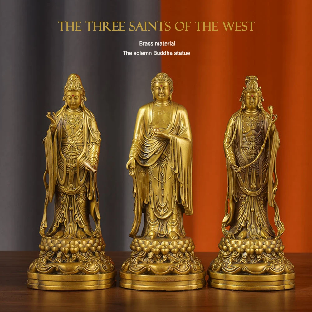 The three saints of the West bronze statue, Amitabha, Avalokitesvara, Mahasthamaprapta Buddha statue, Buddha Hall home ornaments
The three saints of the West bronze statue, Amitabha, Avalokitesvara, Mahasthamaprapta Buddha statue, Buddha Hall home ornaments