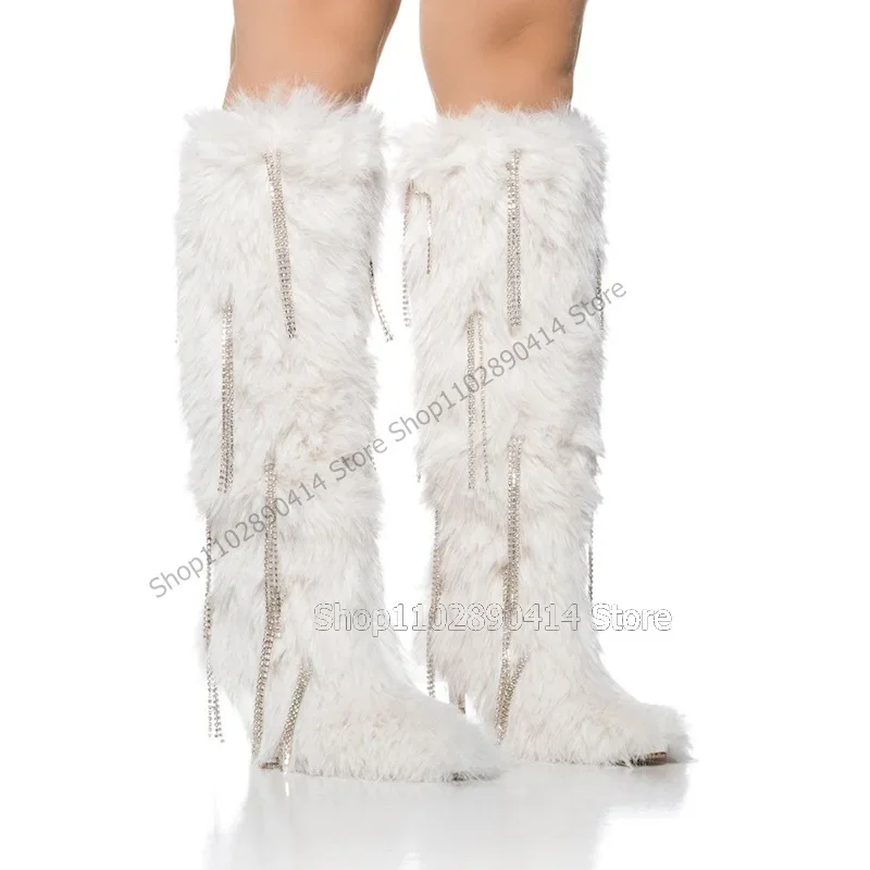 White Fur Crystal Tassels Decor Pointed Toe Boots Knee High Women Shoes Thin High Heels Fashion Runway 2023 Zapatos Para Mujere
White Fur Crystal Tassels Decor Pointed Toe Boots Knee High Women Shoes Thin High Heels Fashion Runway 2023 Zapatos Para Mujere
