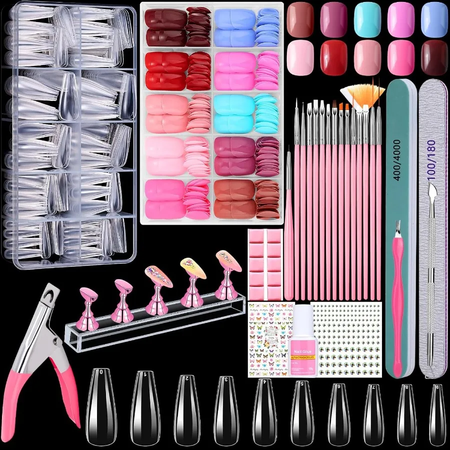 600PCS Clear Coffin Nail Tips and 240PCS Short Press On Nails Set with Glue Nail Art Brushes and Nail Display Stand for Salon U
600PCS Clear Coffin Nail Tips and 240PCS Short Press On Nails Set with Glue Nail Art Brushes and Nail Display Stand for Salon U