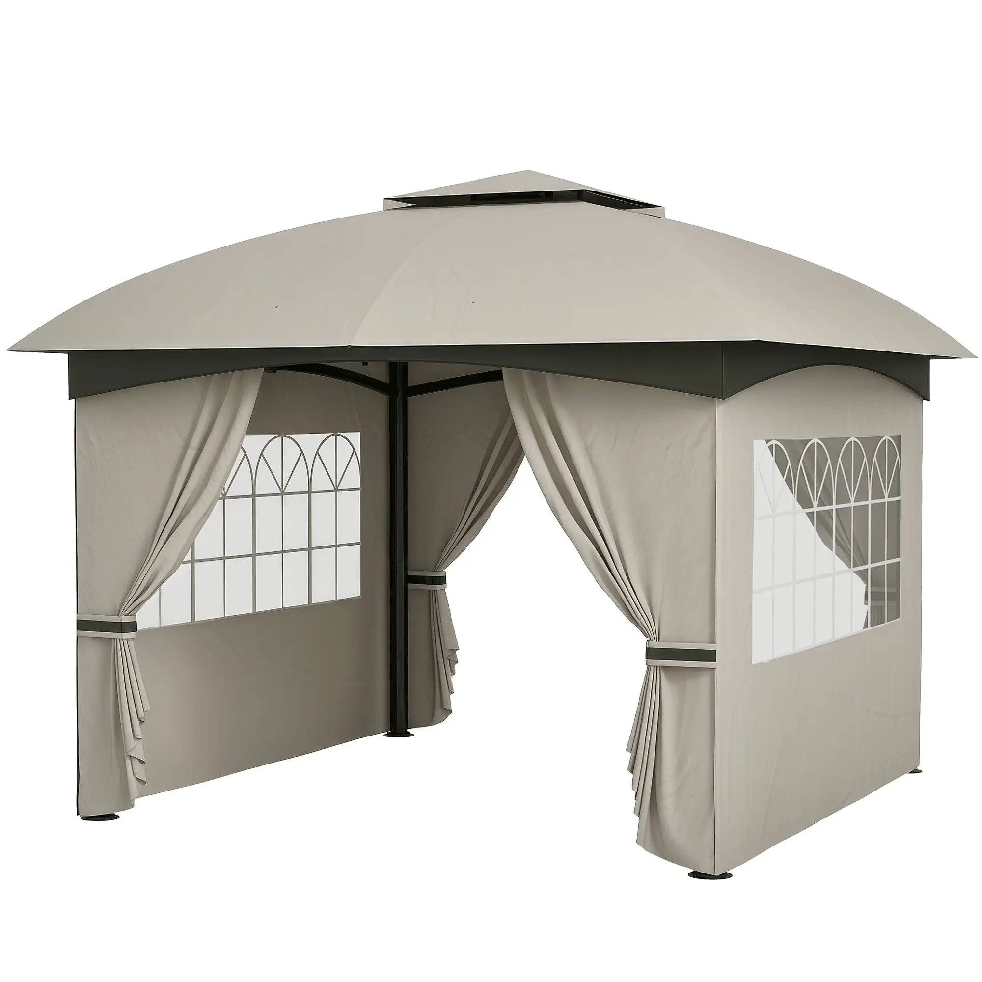 For Outsunny 11' x 11' Outdoor Gazebo, Double Roof Patio Gazebo with Curtains, Church Windows, Galvanized Steel Frame, Light
For Outsunny 11' x 11' Outdoor Gazebo, Double Roof Patio Gazebo with Curtains, Church Windows, Galvanized Steel Frame, Light