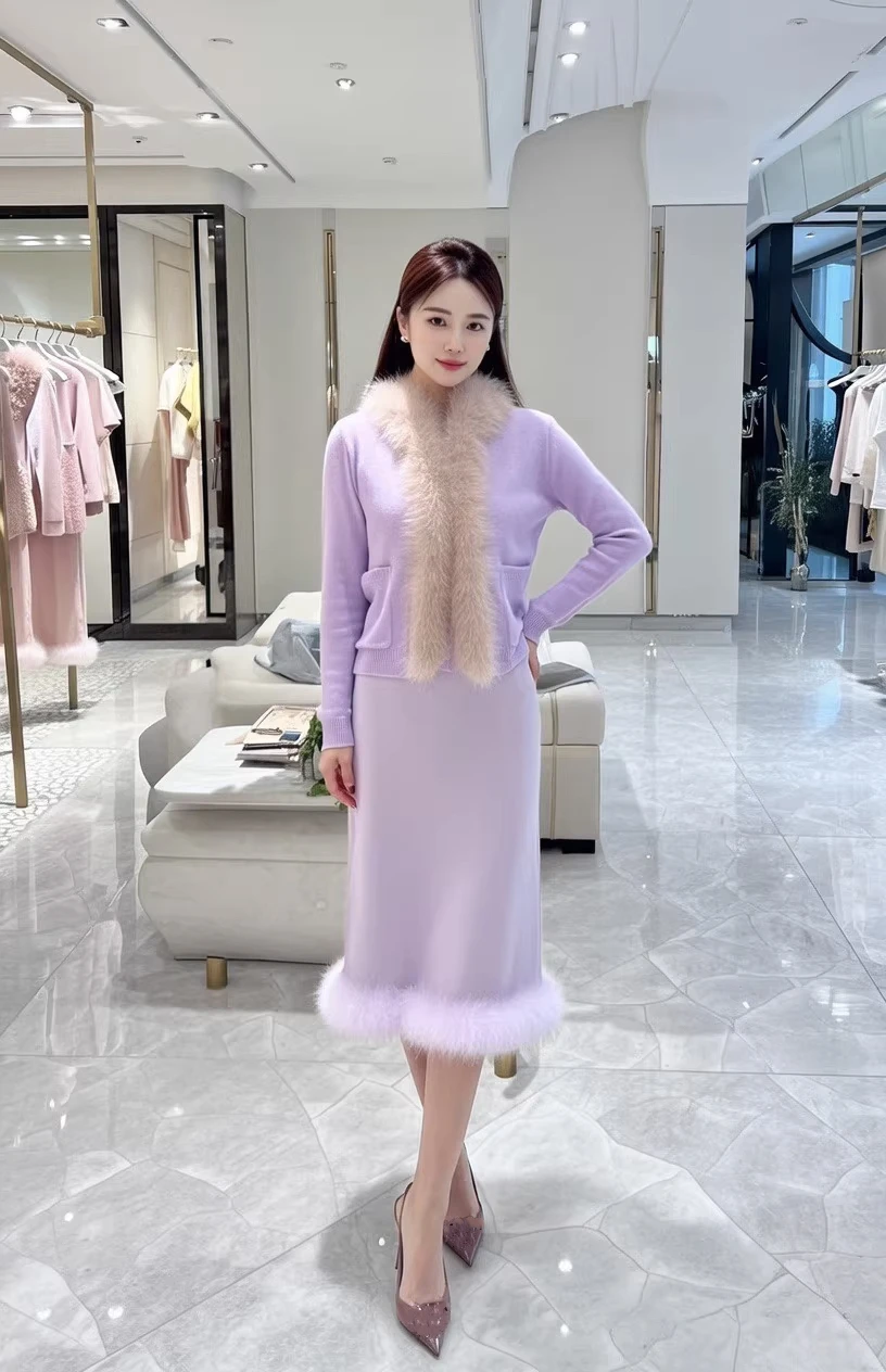 High Quality Wool Skirt Fashion Ladies Silk Pencil Skirt With Feathers Elegant Ladies Midi Skirt
High Quality Wool Skirt Fashion Ladies Silk Pencil Skirt With Feathers Elegant Ladies Midi Skirt