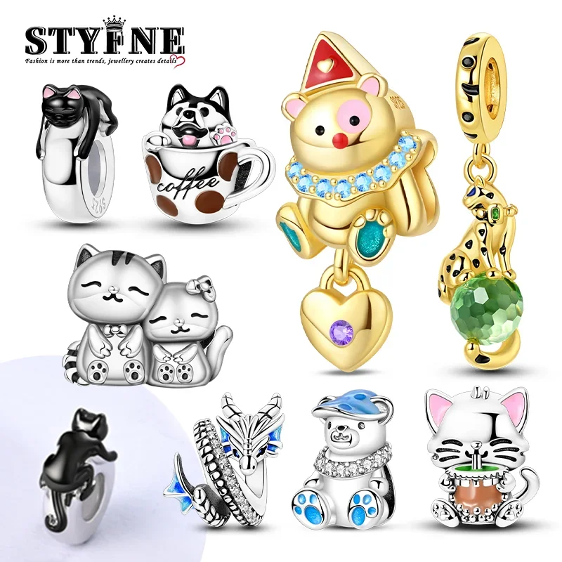 New Silver 925 Cute Animals Series Beads Black Cat Bear Puppy Pet Charms Fit Original Bracelet Diy Fine Jewelry Gift for Women
New Silver 925 Cute Animals Series Beads Black Cat Bear Puppy Pet Charms Fit Original Bracelet Diy Fine Jewelry Gift for Women