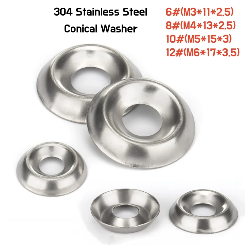 100pcs M3M4M5M6 6# 8# 10# 12# 304 Stainless Steel Conical Washer Countersunk Concave-convex Washer Hollow Cone Decorative Washer
100pcs M3M4M5M6 6# 8# 10# 12# 304 Stainless Steel Conical Washer Countersunk Concave-convex Washer Hollow Cone Decorative Washer
