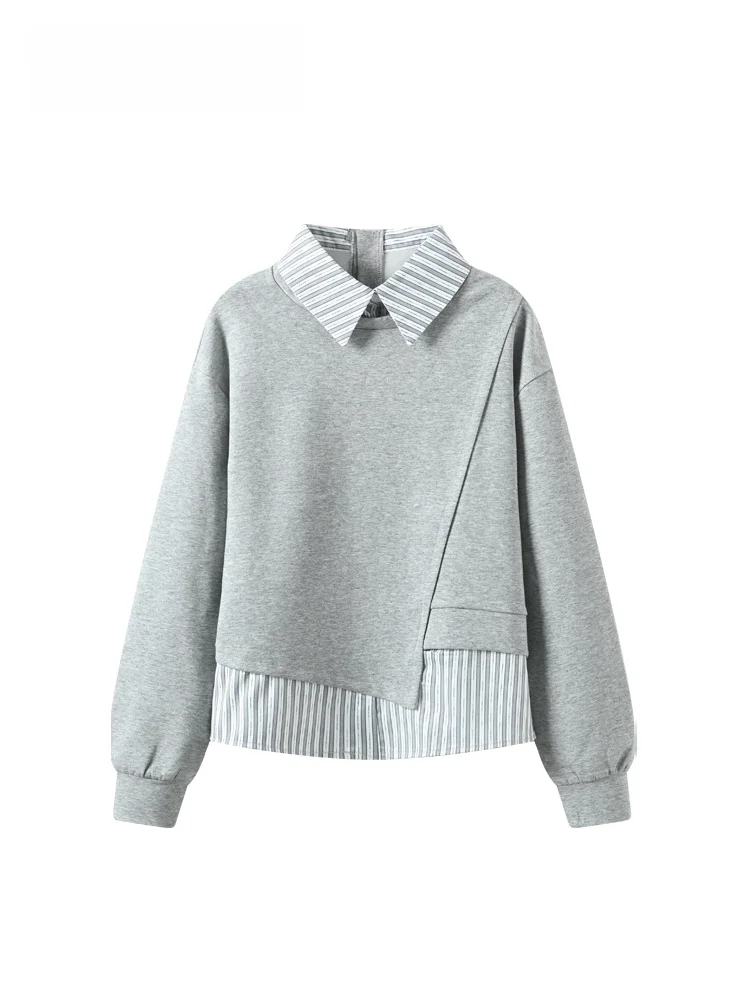 Casual Neck Long Sleeve Sweatshirt Women plus Size Spring Fashionable Comfortable Loose Fit Stripe Design Two-Piece Look
Casual Neck Long Sleeve Sweatshirt Women plus Size Spring Fashionable Comfortable Loose Fit Stripe Design Two-Piece Look
