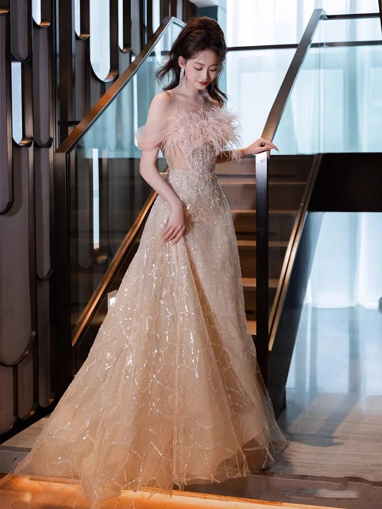 Ele Evening Gown Women's High-End Ceremony Host Personali New 2024 Luxury mat Sle without Sve Midi Dr
Ele Evening Gown Women's High-End Ceremony Host Personali New 2024 Luxury mat Sle without Sve Midi Dr