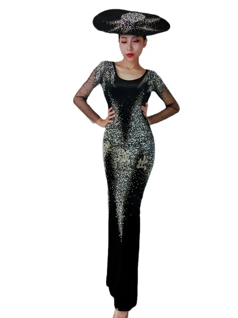 New Sexy Black Rhinestones Party Dress Women Nightclub Show Crystals Big Stretch Backless Long Dress Birthday party Skinny Dress
New Sexy Black Rhinestones Party Dress Women Nightclub Show Crystals Big Stretch Backless Long Dress Birthday party Skinny Dress