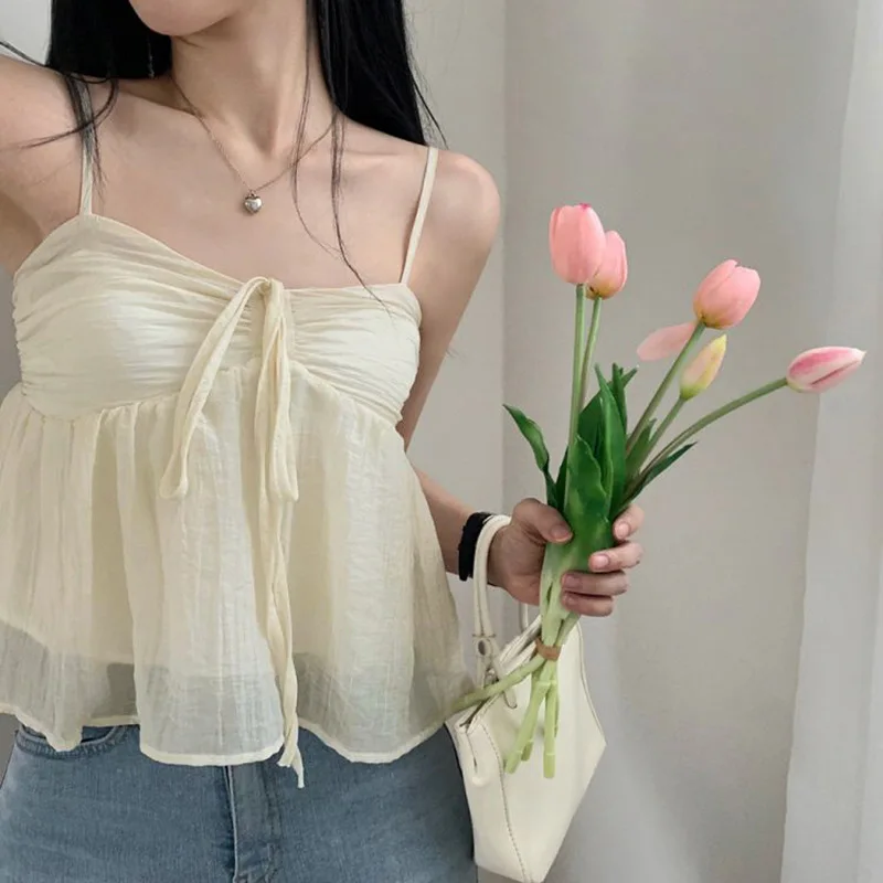 2024 Korean Style Fashion Women's Wear Summer New Fairy Style Pleated Loose Vest Female Leisure Easy Matching Sweet Sling Top
2024 Korean Style Fashion Women's Wear Summer New Fairy Style Pleated Loose Vest Female Leisure Easy Matching Sweet Sling Top
