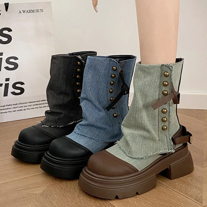 Women's Boots 2025 New Mid Calf Boots for Women Fashion Platform Boot Breathable Canvas Cowboy Boots for Women Motorcycle Botas
Women's Boots 2025 New Mid Calf Boots for Women Fashion Platform Boot Breathable Canvas Cowboy Boots for Women Motorcycle Botas