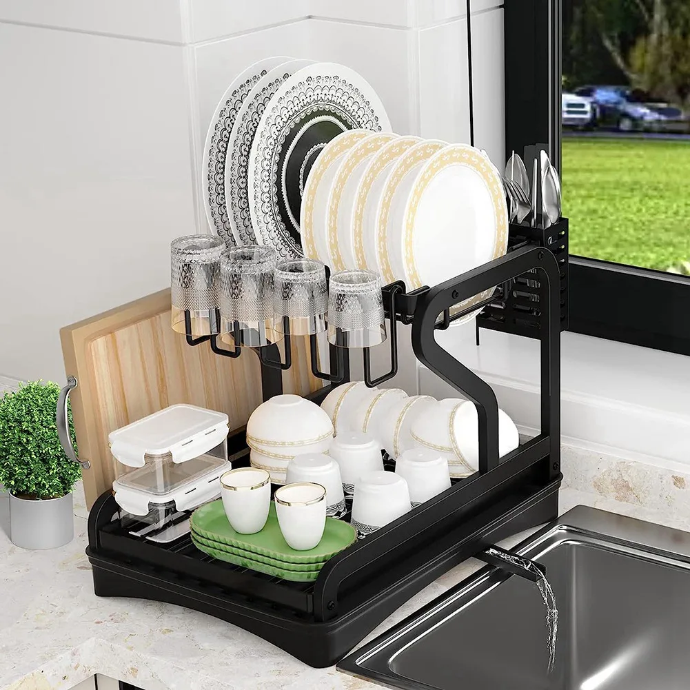 Dish Drying Rack For Kitchen Counter, 2-Tier Drainboard Set With Double-Layer Bowl Rack, Cup Rack, Drain Board-AC08
Dish Drying Rack For Kitchen Counter, 2-Tier Drainboard Set With Double-Layer Bowl Rack, Cup Rack, Drain Board-AC08