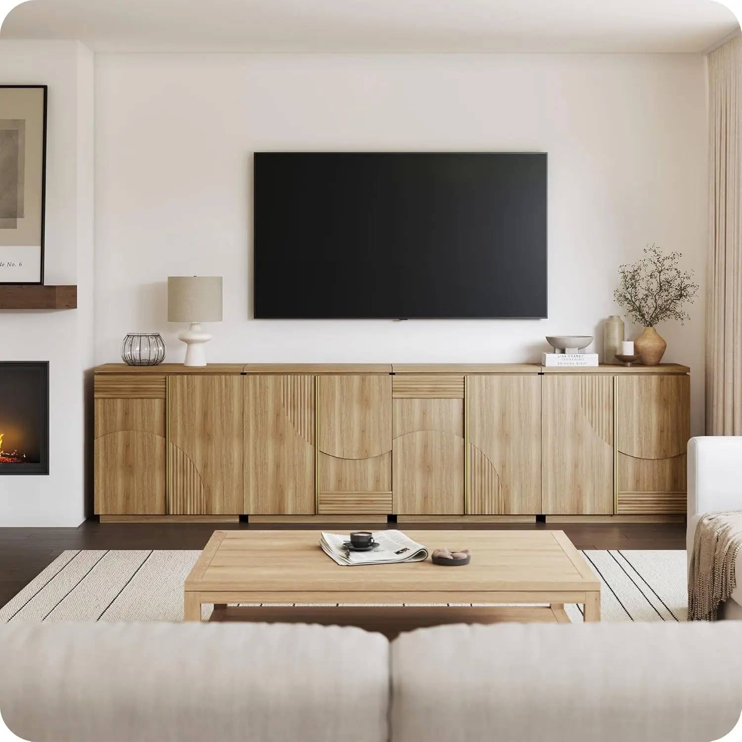 125" Mid Century Sideboard Buffet Cabinet Wood Arched Storage Credenza Console Dining Kitchen Living Room Hallway Customized
125" Mid Century Sideboard Buffet Cabinet Wood Arched Storage Credenza Console Dining Kitchen Living Room Hallway Customized