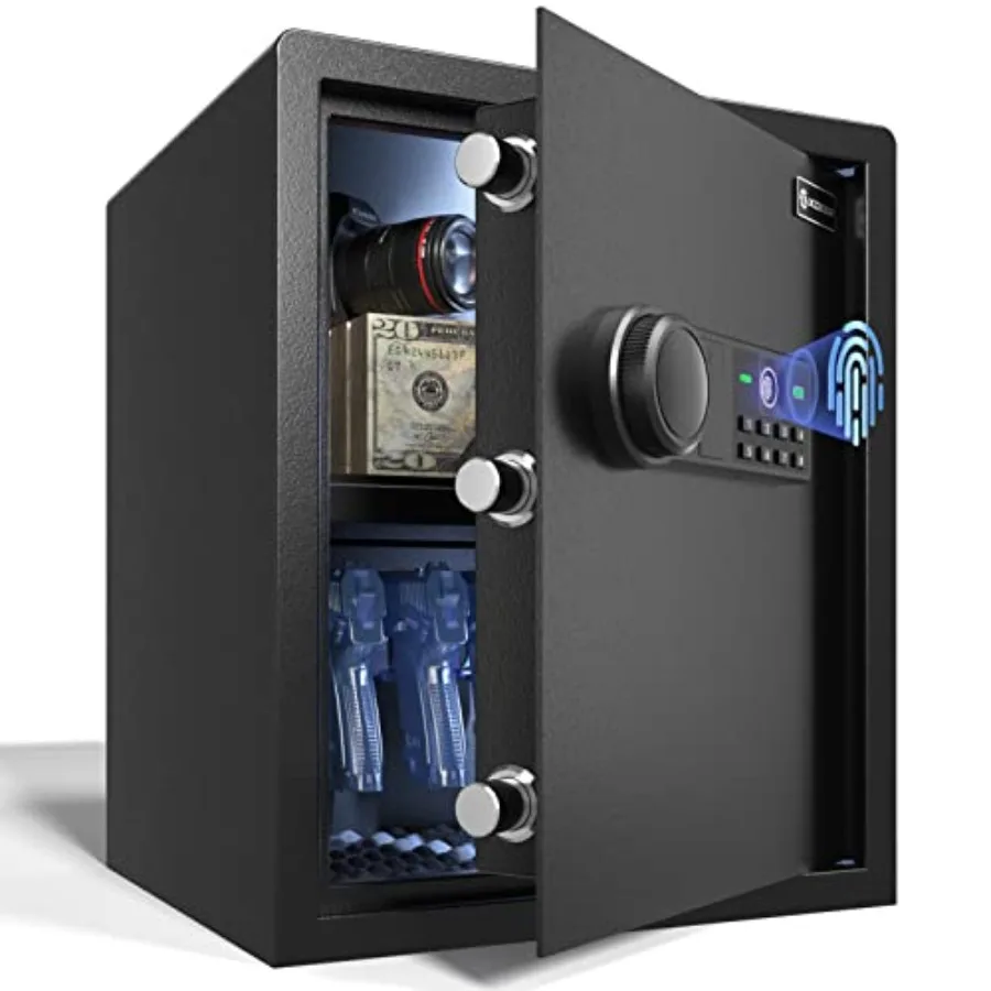 Biometric Safe Box for Home/Office/Kid: Steel Quick-Access Security Safe with Upgraded Fingerprint Lock, Black, 1.69 Cu Ft
Biometric Safe Box for Home/Office/Kid: Steel Quick-Access Security Safe with Upgraded Fingerprint Lock, Black, 1.69 Cu Ft