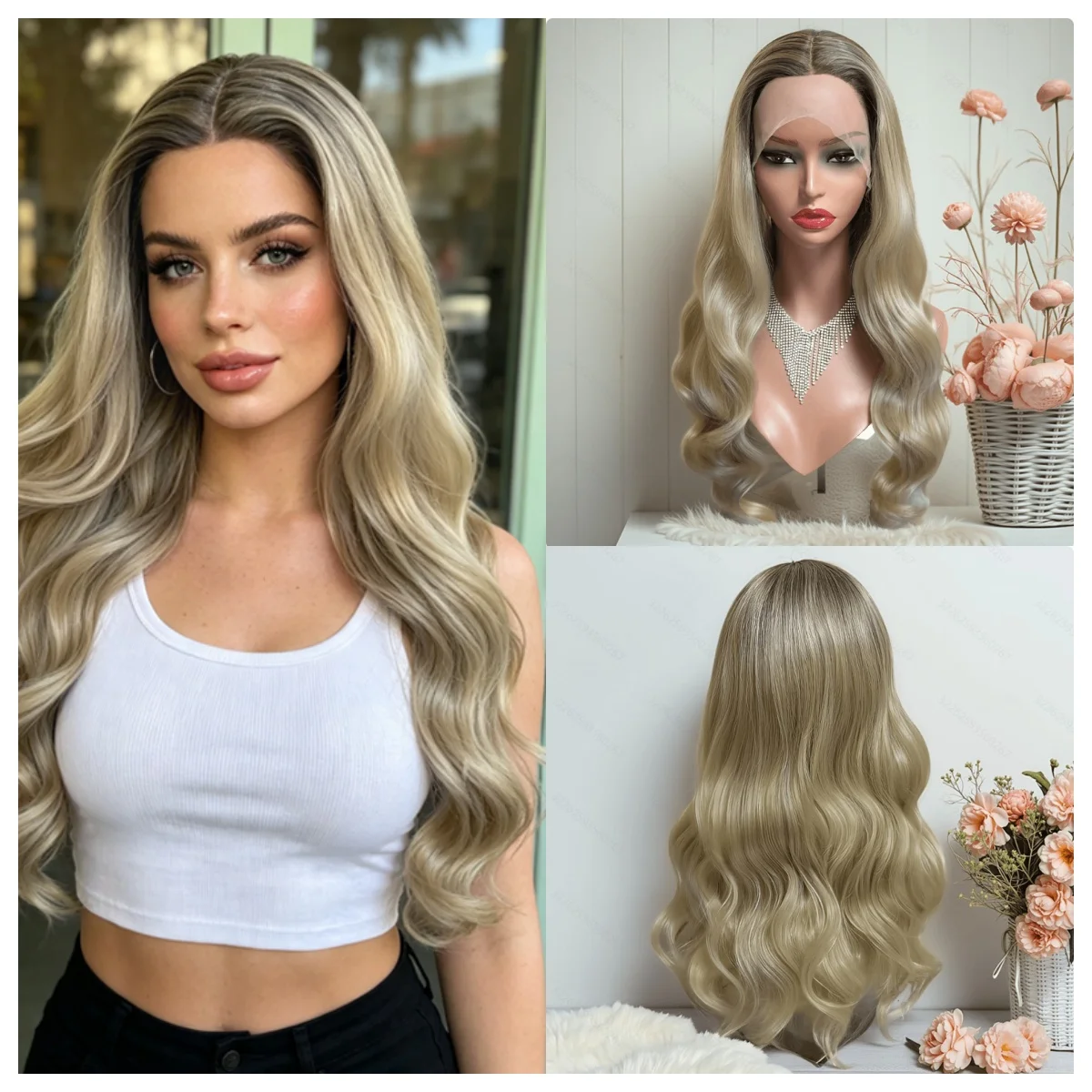 High Quality Ombre Blonde Highlighted Synthetic HD Lace Front Wig Free Part Middle Part Soft Long Body Wave Party Wig
High Quality Ombre Blonde Highlighted Synthetic HD Lace Front Wig Free Part Middle Part Soft Long Body Wave Party Wig