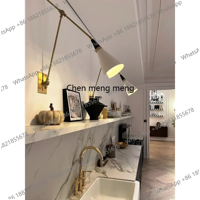 American, brass, French retro long arm adjustable living room bedroom study bedside wall lamp
American, brass, French retro long arm adjustable living room bedroom study bedside wall lamp