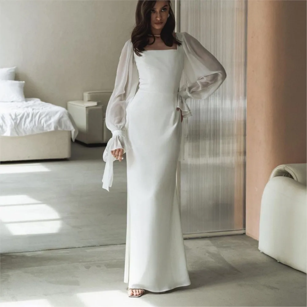 Spring Summer Female Dress White Office Women Fashion Elegant Evening Dress Slim Square Collar Long Sleeve Ankle Length Dresses
Spring Summer Female Dress White Office Women Fashion Elegant Evening Dress Slim Square Collar Long Sleeve Ankle Length Dresses
