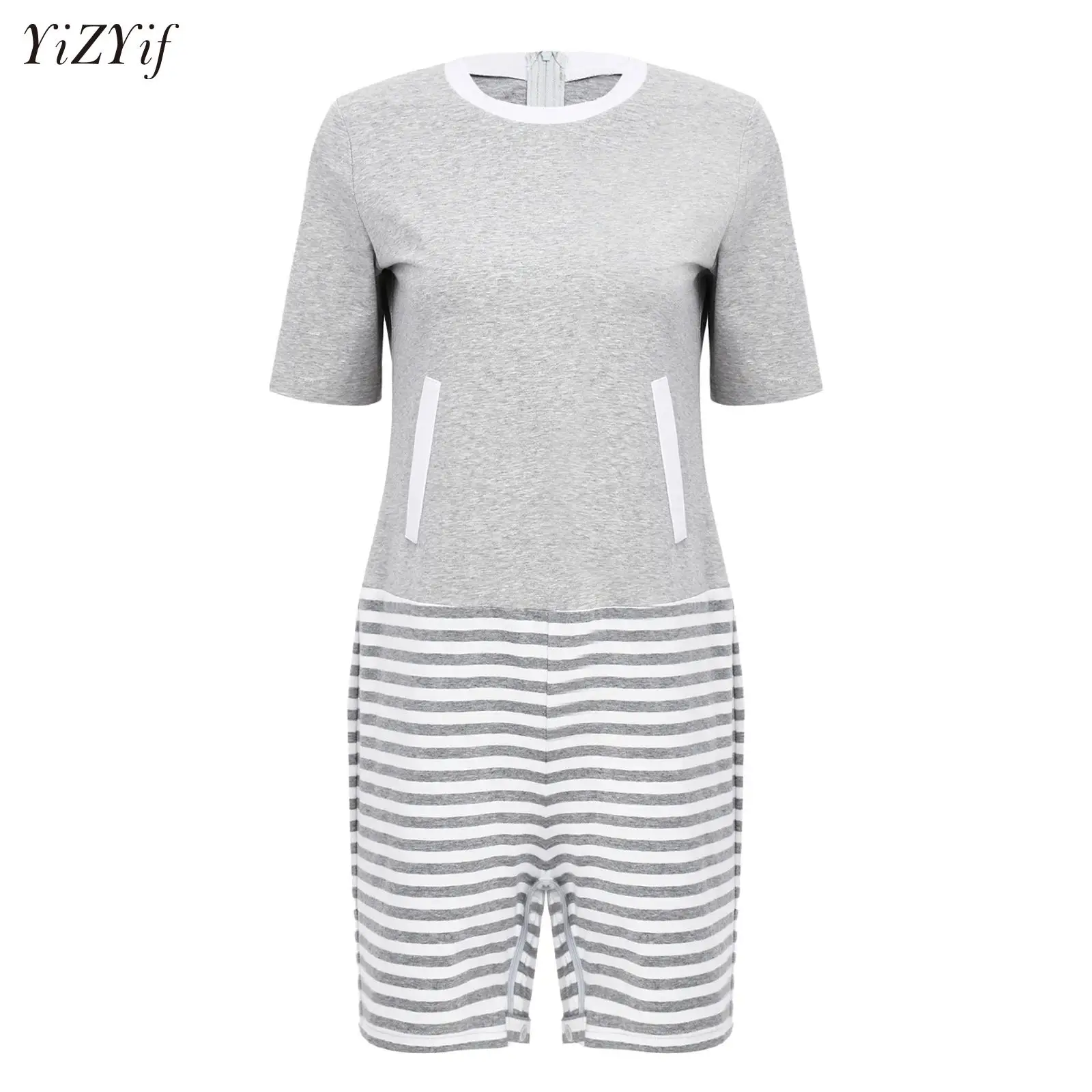 Womens Striped Print Anti-Strip Adaptive Jumpsuit Zipper Romper LoungeWear for Alzheimer Dementia Care Elderly Nursing Bodysuit
Womens Striped Print Anti-Strip Adaptive Jumpsuit Zipper Romper LoungeWear for Alzheimer Dementia Care Elderly Nursing Bodysuit