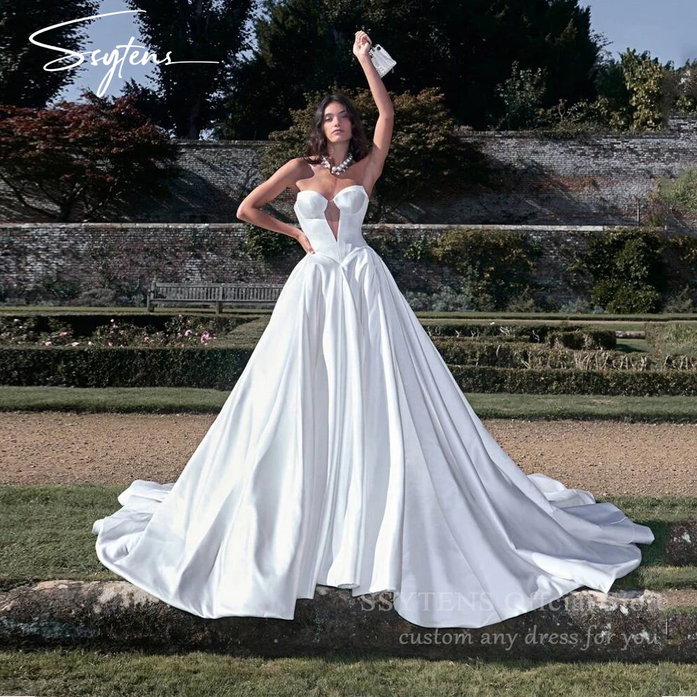 SSYTENS Luxury Sweetheart A Line Wedding Dresses Satin Skirt Backless Lace Up Back Woman Evening Dresses For Wedding Customized
SSYTENS Luxury Sweetheart A Line Wedding Dresses Satin Skirt Backless Lace Up Back Woman Evening Dresses For Wedding Customized