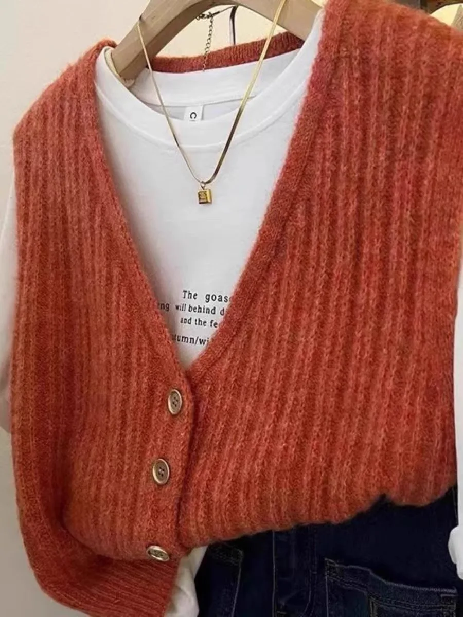 Retro V-Ne Knitted Vest Cardigan Women's Svel Soft Sweater Vest Jaet Autumn Outerwear Commute Sle Single Button
Retro V-Ne Knitted Vest Cardigan Women's Svel Soft Sweater Vest Jaet Autumn Outerwear Commute Sle Single Button