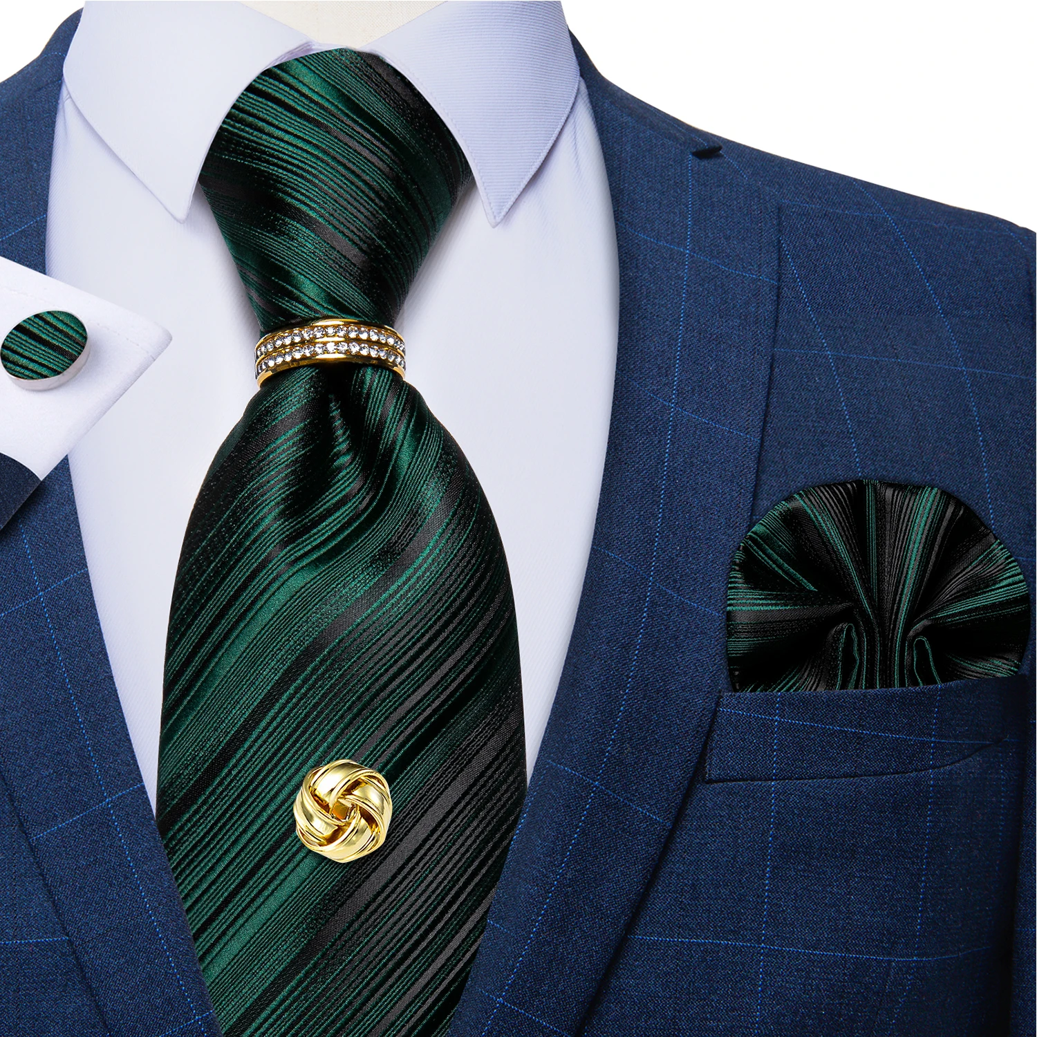 Green Striped Mens Tie Set Pocket Square Cufflinks Tie Ring Tie Tack With Chain Gift For Men Wedding 8cm Silk Neck Tie DiBanGu
Green Striped Mens Tie Set Pocket Square Cufflinks Tie Ring Tie Tack With Chain Gift For Men Wedding 8cm Silk Neck Tie DiBanGu