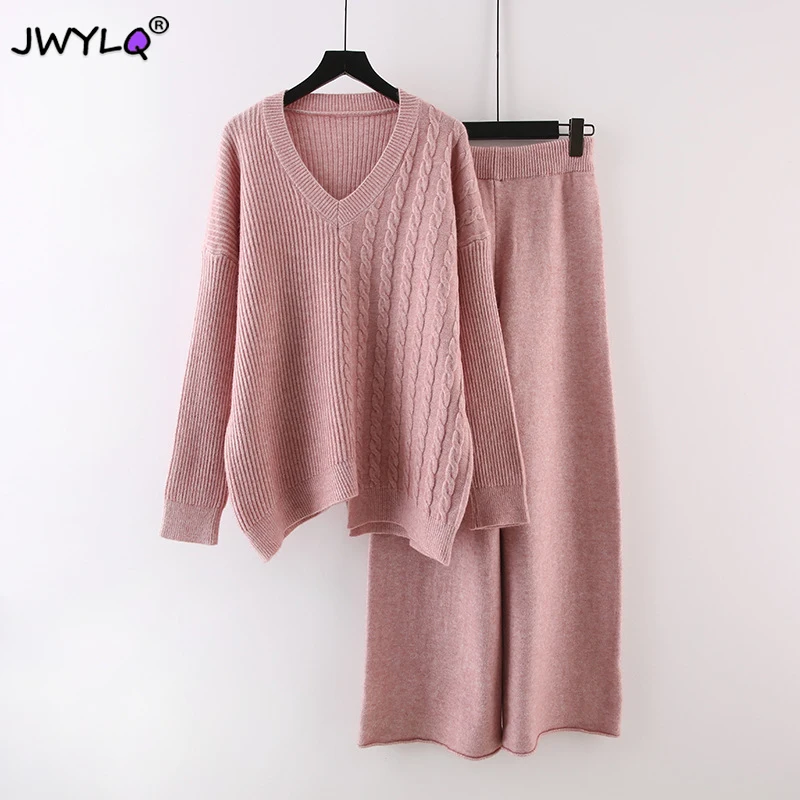 Autumn Winter V-neck Irregularity Pullover Sweater+high Waist Loose Wide Leg Pants Knitted 2 Piece Sets Womens 2023 Fashion Sets
Autumn Winter V-neck Irregularity Pullover Sweater+high Waist Loose Wide Leg Pants Knitted 2 Piece Sets Womens 2023 Fashion Sets