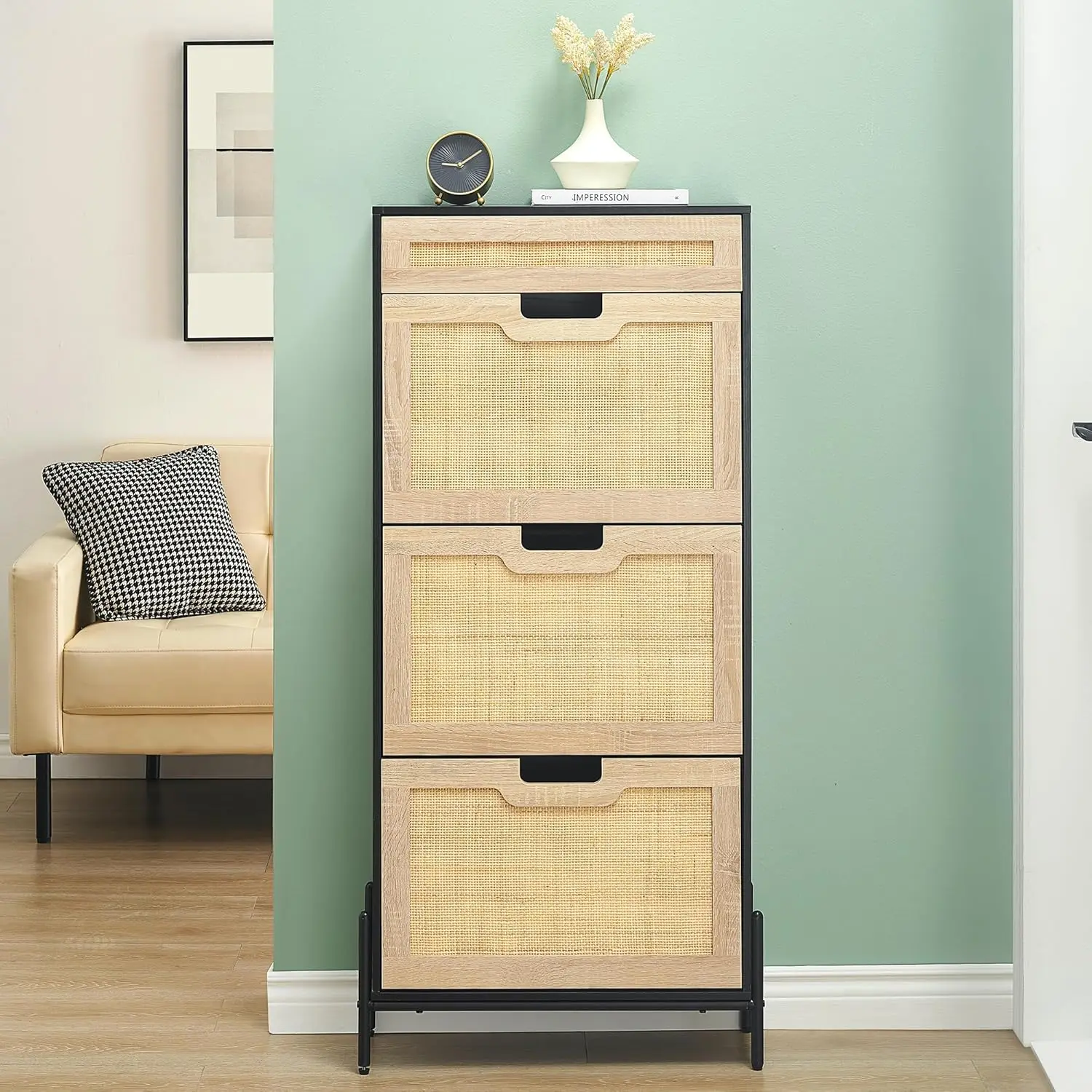 Natural Rattan 3 Flip Door With 1 Drawer Shoe Cabinet Organizer Freestanding, Shoe Rack Storage Cabinet For, Customized
Natural Rattan 3 Flip Door With 1 Drawer Shoe Cabinet Organizer Freestanding, Shoe Rack Storage Cabinet For, Customized