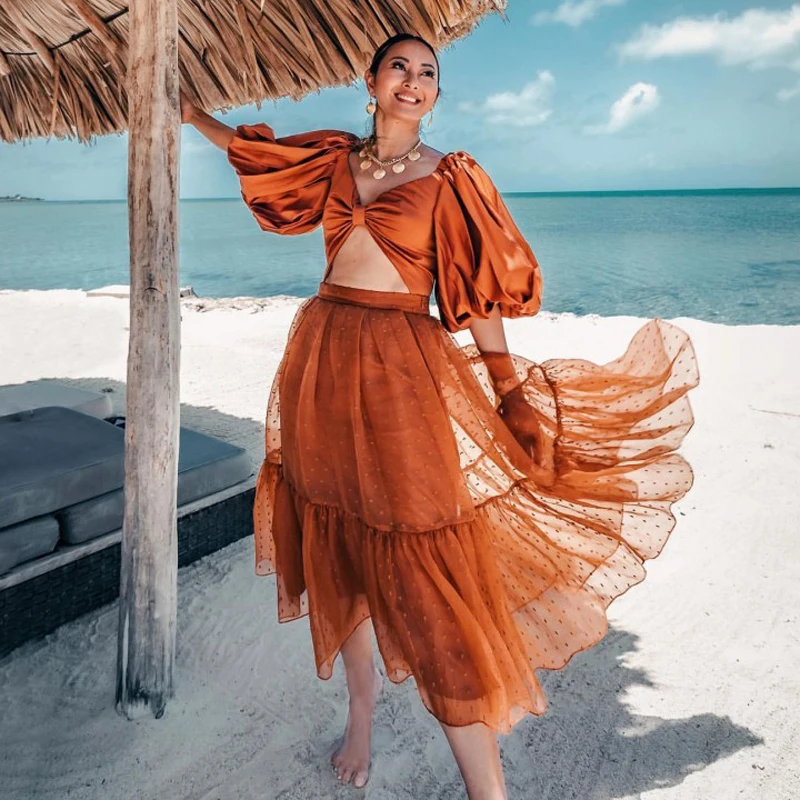 Brown Skirt High-waisted Skirt Ruffles Tulle Skirt With Dot Woman Clothes Zipper Women's Skirt Summer Dresses Woman 2022
Brown Skirt High-waisted Skirt Ruffles Tulle Skirt With Dot Woman Clothes Zipper Women's Skirt Summer Dresses Woman 2022