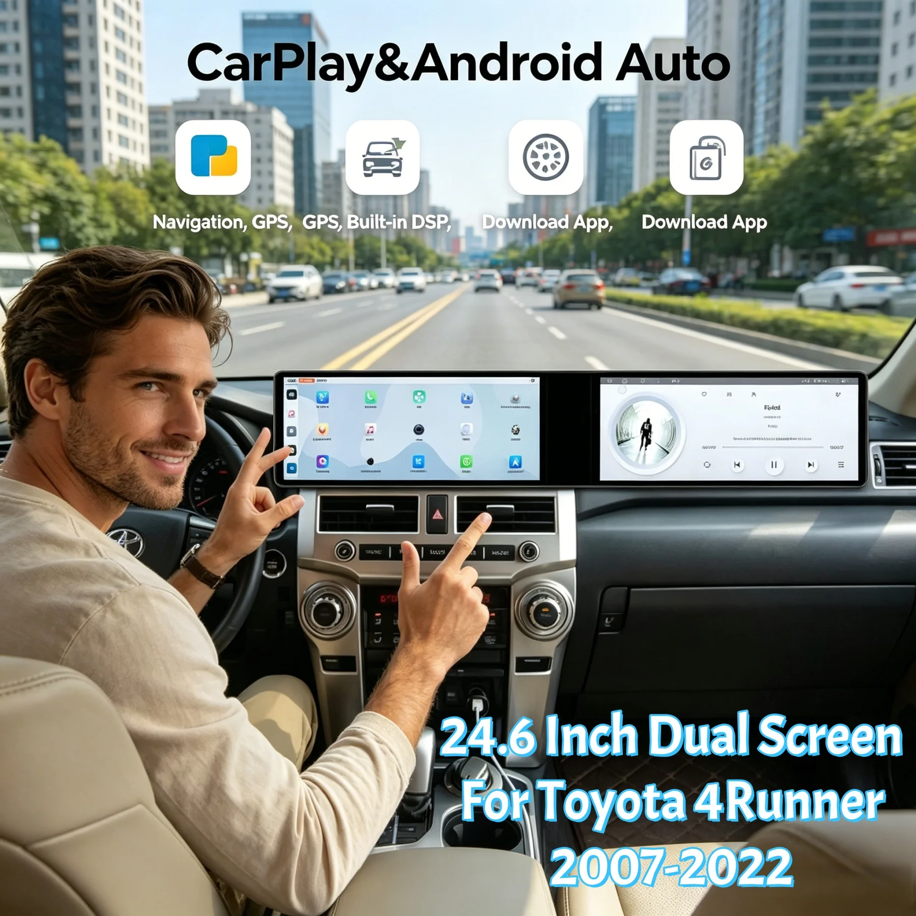 Android GPS Navigation Dual 12.3 inch Touch Screen For Toyota 4Runner 2007-2022 Auto stereo Wireless Carplay 4G WIFI Head Unit
Android GPS Navigation Dual 12.3 inch Touch Screen For Toyota 4Runner 2007-2022 Auto stereo Wireless Carplay 4G WIFI Head Unit