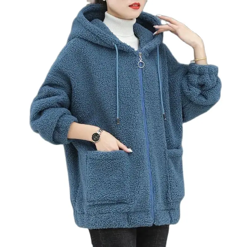 Autumn Winter Lamb Cashmere Coat Women 2023 New Loose Drawstring Hooded Woolen Jacket Fashion Pure Colour Outerwear Female
Autumn Winter Lamb Cashmere Coat Women 2023 New Loose Drawstring Hooded Woolen Jacket Fashion Pure Colour Outerwear Female