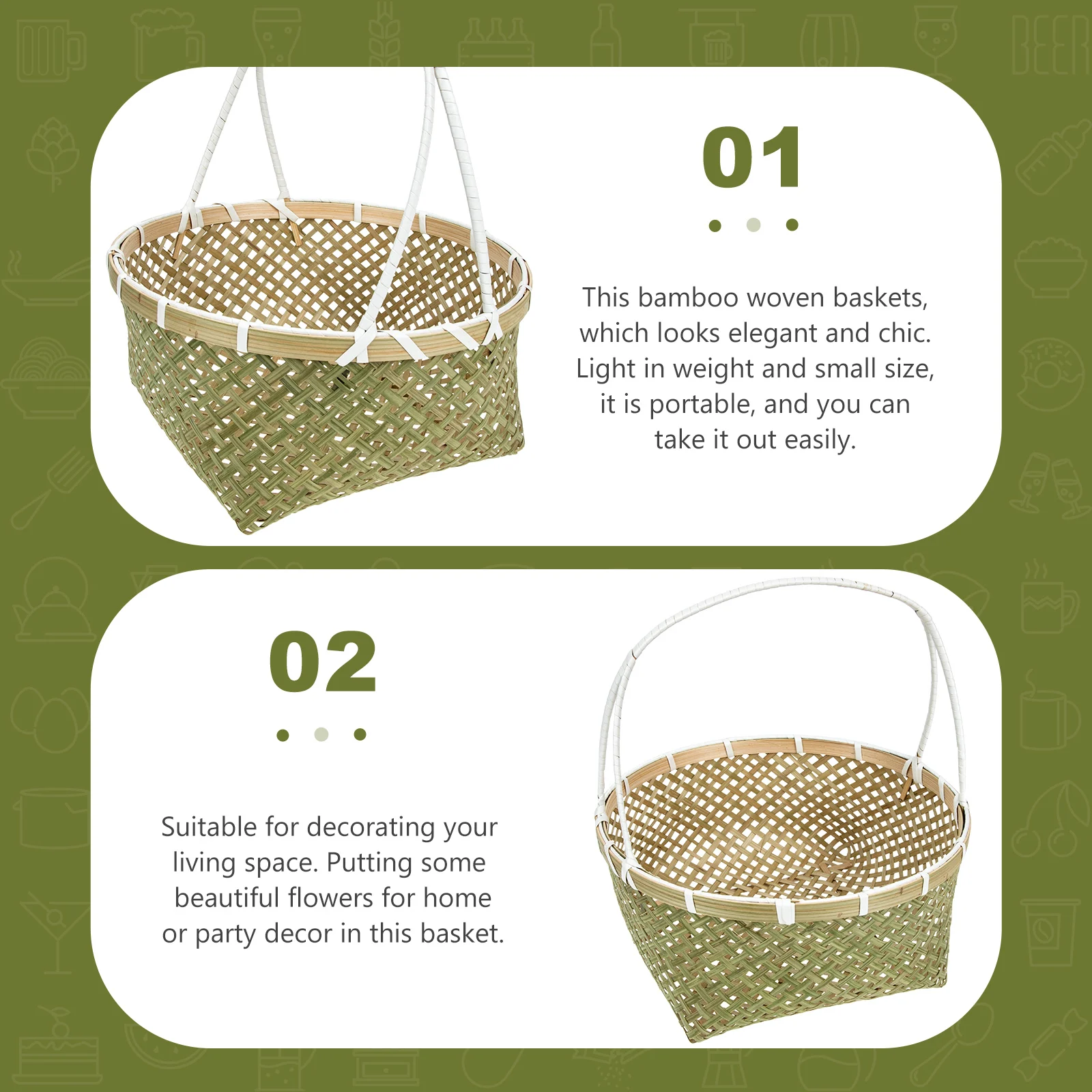 Bamboo Fruit Basket Storage Small Fruits Beach Picnic Portable Bucket Baskets Woven
Bamboo Fruit Basket Storage Small Fruits Beach Picnic Portable Bucket Baskets Woven