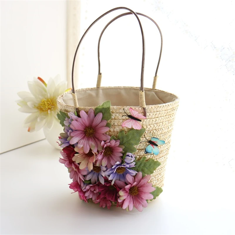 Handmade Flower Storage Bag Portable Straw Shoulder Woven Picnic Bag Leisure Travel Vacation Beach Bag Sundries Organizer
Handmade Flower Storage Bag Portable Straw Shoulder Woven Picnic Bag Leisure Travel Vacation Beach Bag Sundries Organizer