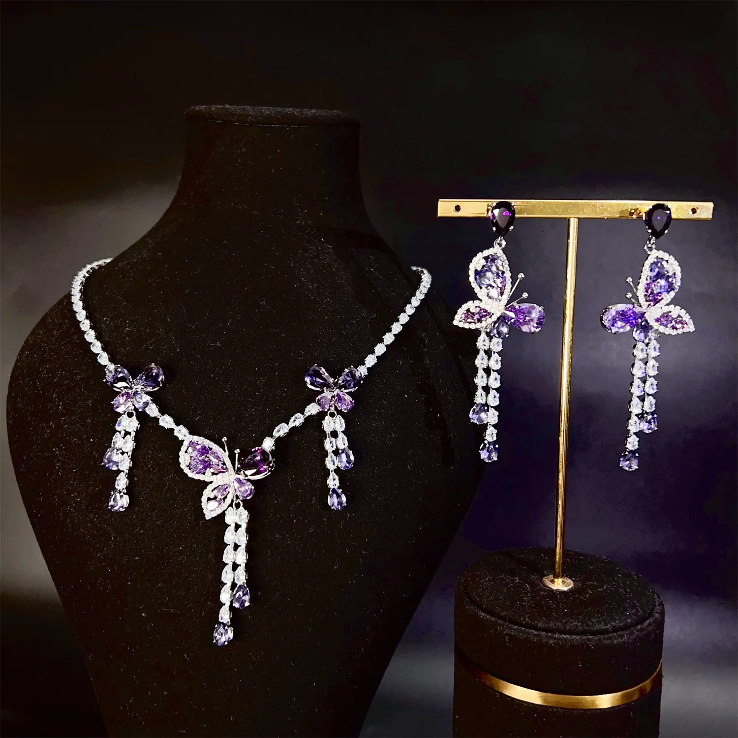luxury jewelry sets butterfly yellow purple green necklace earrings wedding bride dinner party anniversary gift female
luxury jewelry sets butterfly yellow purple green necklace earrings wedding bride dinner party anniversary gift female