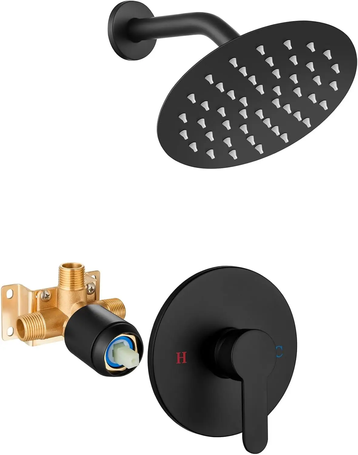 6 Inch Round Rainfall Shower Head, SUS304 Stainless Steel Single Handle Shower Trim Kit, Wall Mount Bathroom System with Valve, Matte Black
6 Inch Round Rainfall Shower Head, SUS304 Stainless Steel Single Handle Shower Trim Kit, Wall Mount Bathroom System with Valve, Matte Black