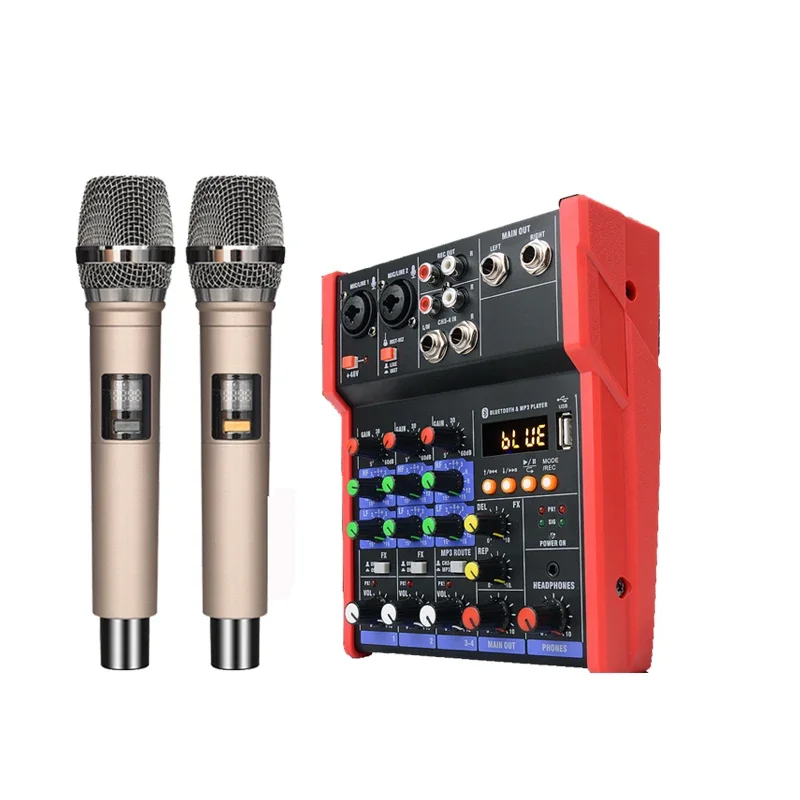 Mixing Console, Built-in UHF Wireless Microphone 2-in-1 Kit, Small 4-Channel Karaoke Audio Mixer, Suitable for Home Use
Mixing Console, Built-in UHF Wireless Microphone 2-in-1 Kit, Small 4-Channel Karaoke Audio Mixer, Suitable for Home Use