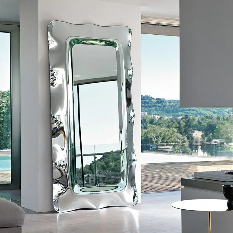 Nordic modern floor mirror stainless steel designer creative simple slimming fitting mirror
Nordic modern floor mirror stainless steel designer creative simple slimming fitting mirror