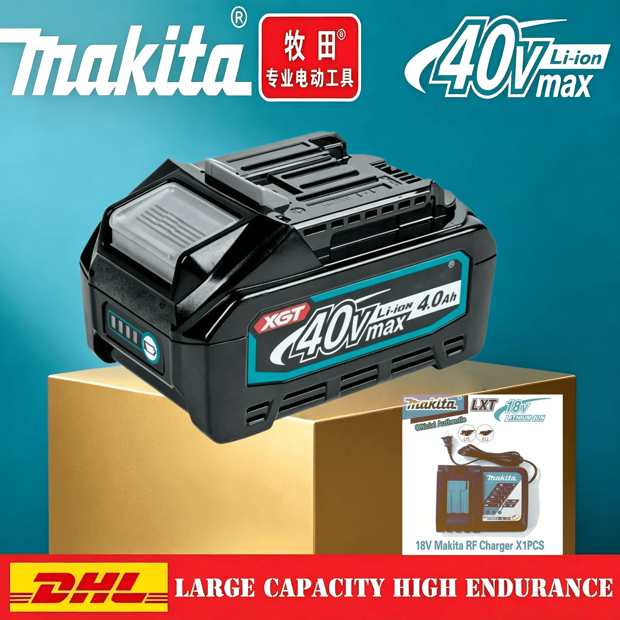 100% Makita 40V Max 4.0Ah Lithium Battery for Makita XGT BL4040F High Output Professional Cordless Power Tool Battery Bank Pack
100% Makita 40V Max 4.0Ah Lithium Battery for Makita XGT BL4040F High Output Professional Cordless Power Tool Battery Bank Pack