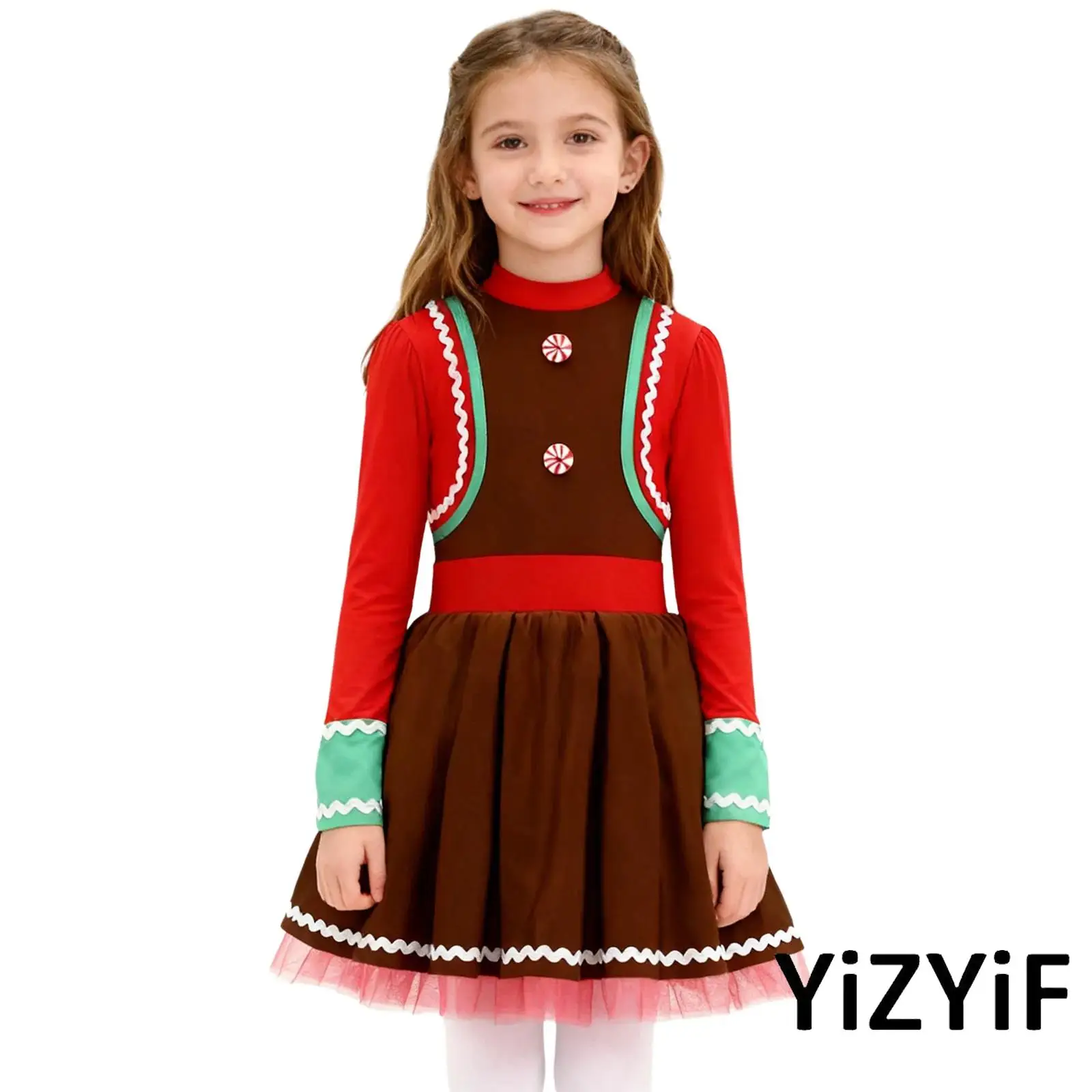Kids Girls Gingerbread Man Christmas Costumes Color Block Wave Braided Tape Long Sleeve Back Cutout Design Princess Tutu Dress
Kids Girls Gingerbread Man Christmas Costumes Color Block Wave Braided Tape Long Sleeve Back Cutout Design Princess Tutu Dress